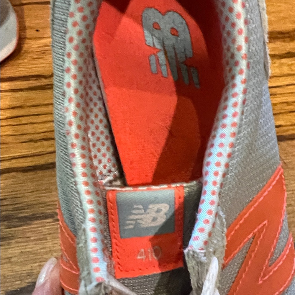 New Balance 410 Women's Sneakers in Gray and Orange - Picture 2 of 4